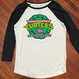Teenage Mutant Ninja Turtles baseball tshirt, Medium, black/white